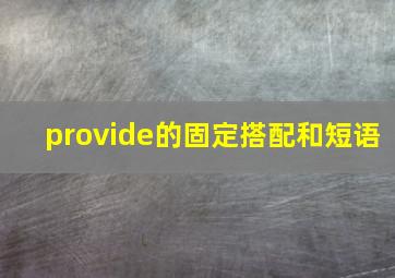 provide的固定搭配和短语