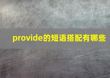 provide的短语搭配有哪些