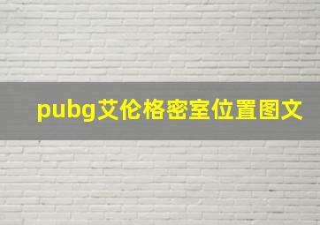 pubg艾伦格密室位置图文