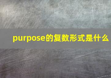 purpose的复数形式是什么