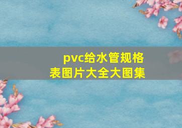 pvc给水管规格表图片大全大图集