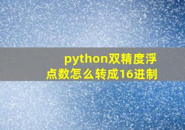 python双精度浮点数怎么转成16进制