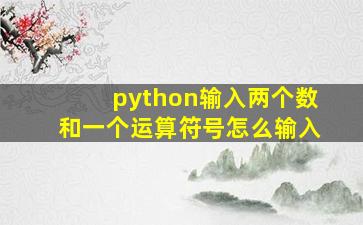 python输入两个数和一个运算符号怎么输入