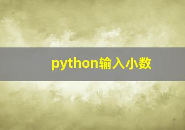 python输入小数