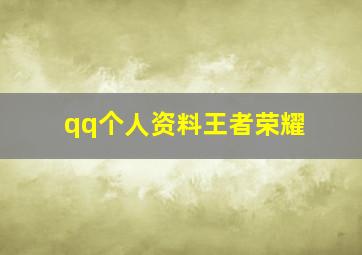 qq个人资料王者荣耀