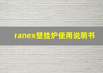 ranex壁挂炉使用说明书