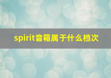 spirit音箱属于什么档次