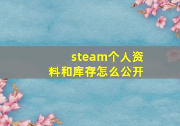 steam个人资料和库存怎么公开