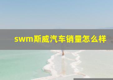 swm斯威汽车销量怎么样