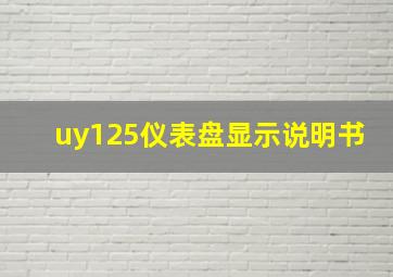 uy125仪表盘显示说明书