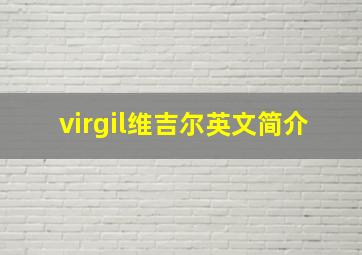 virgil维吉尔英文简介