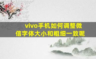 vivo手机如何调整微信字体大小和粗细一致呢