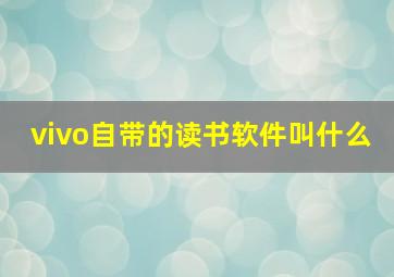 vivo自带的读书软件叫什么