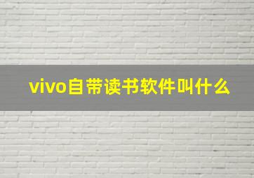 vivo自带读书软件叫什么