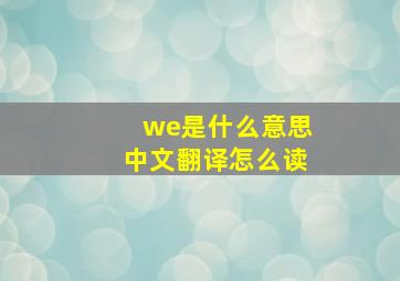 we是什么意思中文翻译怎么读