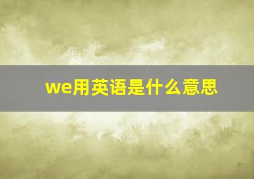 we用英语是什么意思