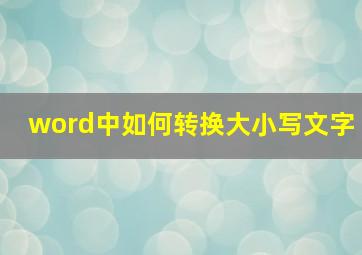 word中如何转换大小写文字