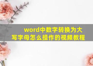 word中数字转换为大写字母怎么操作的视频教程