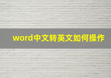 word中文转英文如何操作