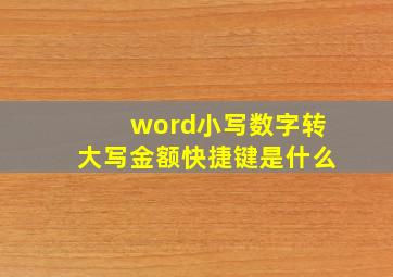 word小写数字转大写金额快捷键是什么