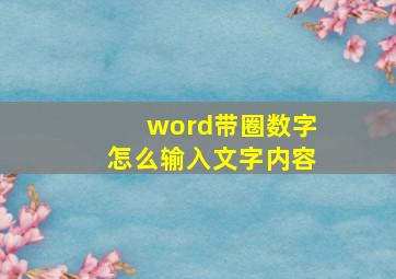 word带圈数字怎么输入文字内容