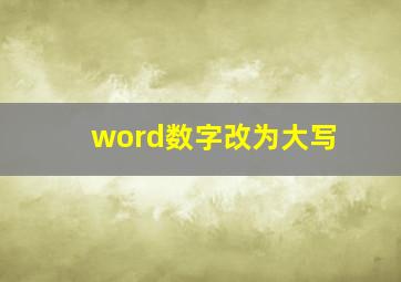 word数字改为大写