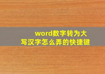 word数字转为大写汉字怎么弄的快捷键