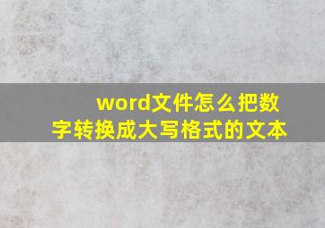 word文件怎么把数字转换成大写格式的文本