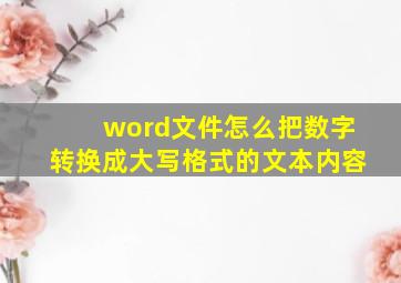 word文件怎么把数字转换成大写格式的文本内容