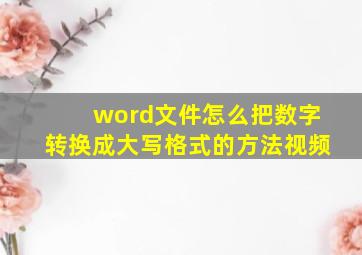 word文件怎么把数字转换成大写格式的方法视频