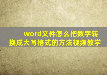 word文件怎么把数字转换成大写格式的方法视频教学