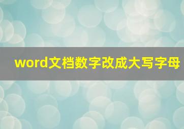 word文档数字改成大写字母