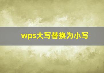 wps大写替换为小写