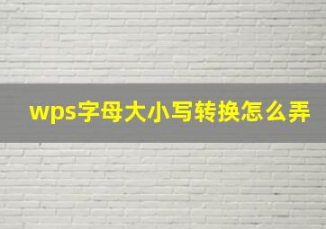 wps字母大小写转换怎么弄