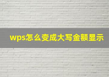 wps怎么变成大写金额显示