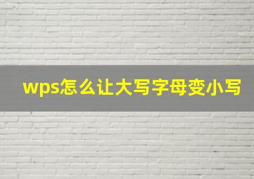 wps怎么让大写字母变小写