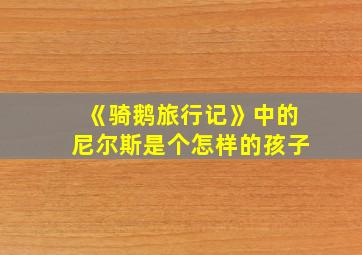 《骑鹅旅行记》中的尼尔斯是个怎样的孩子