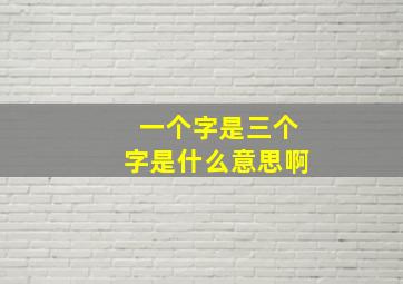 一个字是三个字是什么意思啊