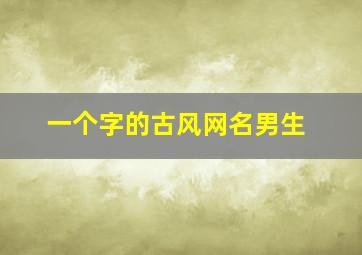 一个字的古风网名男生