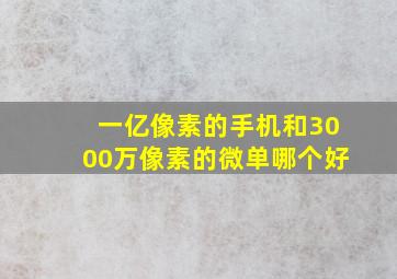 一亿像素的手机和3000万像素的微单哪个好