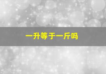 一升等于一斤吗