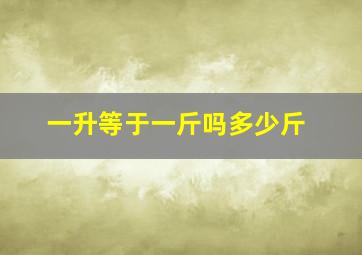 一升等于一斤吗多少斤