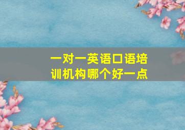 一对一英语口语培训机构哪个好一点