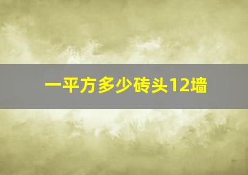 一平方多少砖头12墙