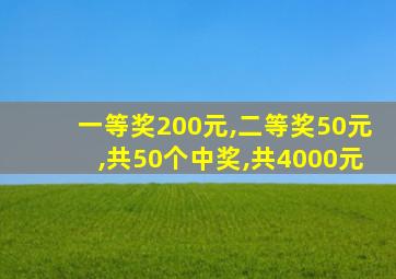 一等奖200元,二等奖50元,共50个中奖,共4000元