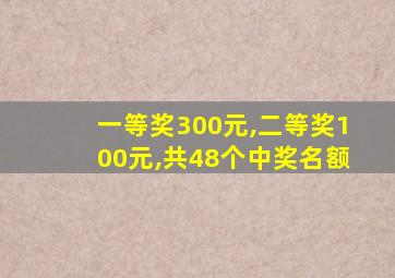 一等奖300元,二等奖100元,共48个中奖名额