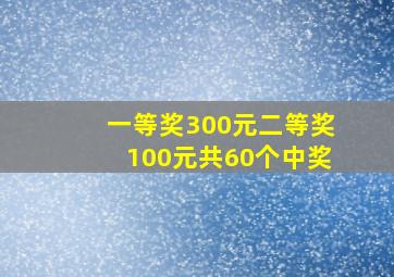 一等奖300元二等奖100元共60个中奖