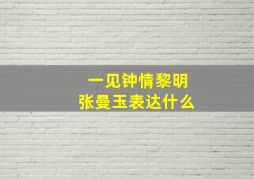 一见钟情黎明张曼玉表达什么