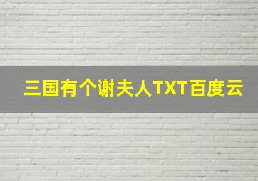 三国有个谢夫人TXT百度云