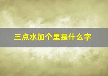 三点水加个里是什么字